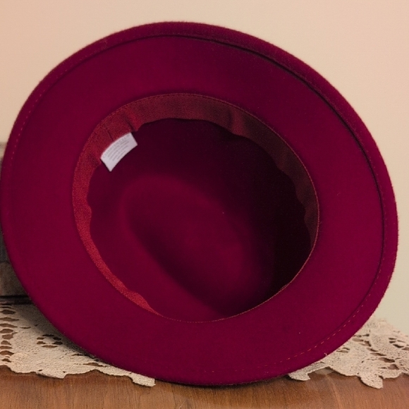 Charter Club Deep Red Fedora with Black Band - Picture 6 of 7